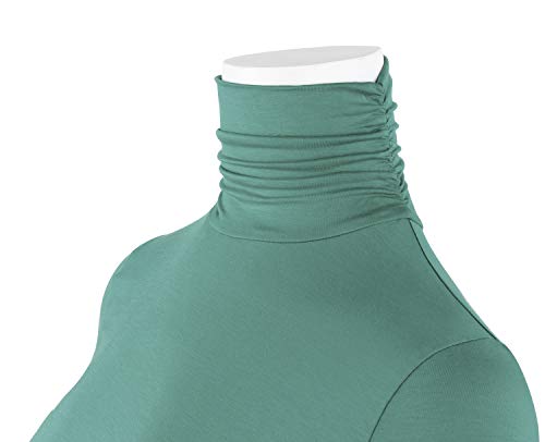 Image of AUHEGN Women's Long Sleeve Lightweight Turtleneck Top Slim Fit Pullover T-Shirt (S-XXL)