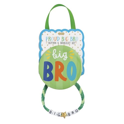 Mud Pie Kids Green Big Sibling Bracelet & Button Pin Set