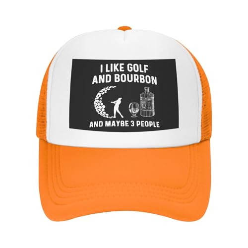 I Like Golf and Bourbon and Maybe 3 People Trucker Hat Snapback Mesh Baseball Cap Unisex2