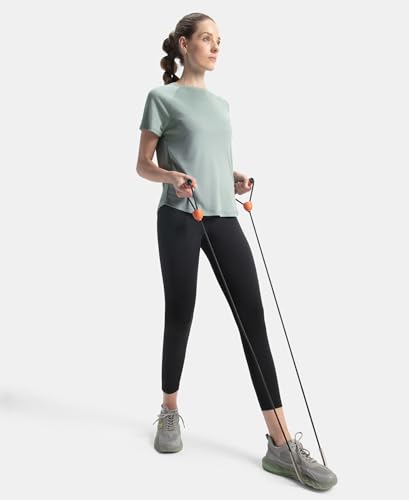 Image of Jockey Women's MW73 Polyester Fabric Relaxed Fit Half Sleeve Breathable Mesh Active Wear T-Shirt
