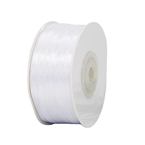 3mm White Ribbon for Gift Wrapping,91m Fabric Thick Satin Ribbon White Bow for Gift Wrapping,Ribbons for Balloons,Crafting,Hair,Bouquets,Wedding