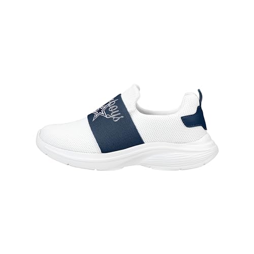 FOCO Dallas Cowboys NFL Womens Script Wordmark White Slip On Sneakers - 8