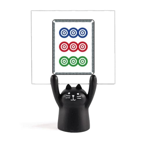 Porte-mémo Mahjong chat noir à pois support de cartes et notes de bureau