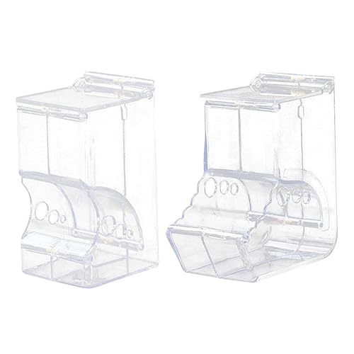 TOYANDONA 2 Pcs Transparent Hamster Automatic Feeder Refillable Food Dispenser for Small Pets Securely Fixed Cage for Hamsters Rabbits and Birds