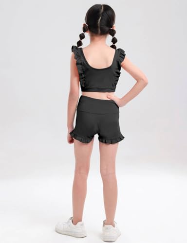 Girls Training Bra Cute Ruffle Sports Bra for Kids Scoop Neckline Fitness Yoga Bra Strap Crop Top4