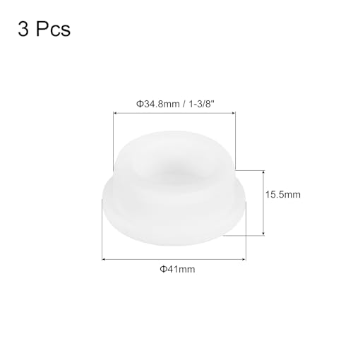 Image of MECCANIXITY 3Pcs T-Shaped Silicone Plugs 34.8mm 1-3 /8 Inch Dia Snap in Plug Hole Seal Cover Round Rubber Stopper for Kitchen Rubber Bulkheads Waterproof Sealing Plugs White