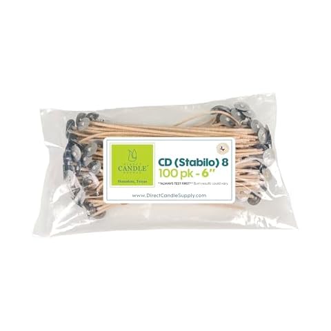 Direct Candle Supply Candle Wicks for Candle Making | 6 inch Stabilo CD 8 Wicks | 100pcs of Cotton Wicks for Candles and Candle Making Supplies Cover