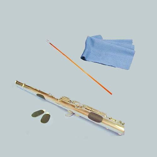 Flute Players Accessory Bundle - Flute Guide Finger Cushions + Orange Flute Cleaning Rod & Cleaning Cloth