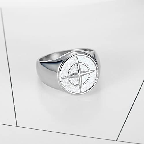 Mens Stainless Steel Nautical North Star Marine Compass Sailor Signet Anchor Ring Size 7-132