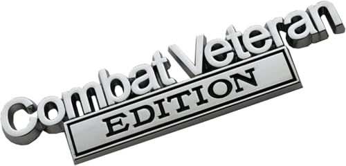 Image of 1x Combat Veteran Edition Emblem + 1x Veteran Rated 4X4 Emblem Metal Car Badge for Jeep, Universal Vehicle, Truck, RV, Scooter, SUV, Door Decoration (Chrome /Black)