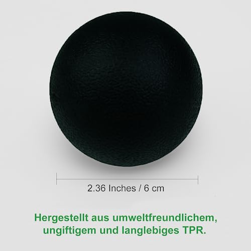 Massageball Faszienball Hart in Lacrosse Ball Größe für Rücken Beine Füße Hände. Triggerpunktball für Tiefengewebsmassage Myofasziale Muskel Entspannung Plantarfasziitis Yoga Pilates 2 Stück (Schwarz)