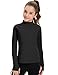 HASMES Girls Long Sleeve Shirt Kids Turtleneck Athletic T-Shirt Sports Activewear Yoga for Teens(Age 7-14) Black