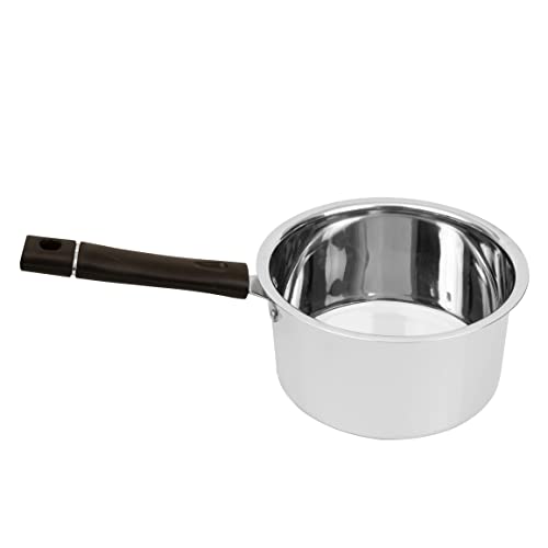 Image of Spillbox Stainless Steel Induction and Gas Compatible Heavy Base Sauce Pan | Tea Pan | Milk Pan | TPan | Pot | Flat Base Tapeli | Patila | Boiler Chai Pan | Boiler Cookware Set | Boiling Vessel | Container for Kitchen Utensils Cookware - Plain (medium)