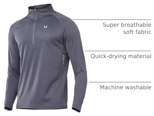 Image of NORTHYARD Men's Quarter Zip Pullover Athletic Running Shirt Long Sleeve | 1 /4 Zip Top, Quick Dry Lightweight, Moisture Wicking Breathable, Reflective Strips, Performance Workout Gym, Hiking Sports