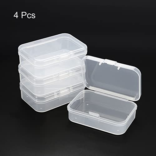 Image of PATIKIL Clear Storage Container with Hinged Lid 65x45x20mm, 4 Pack Plastic Rectangular Box for Beads Art Craft