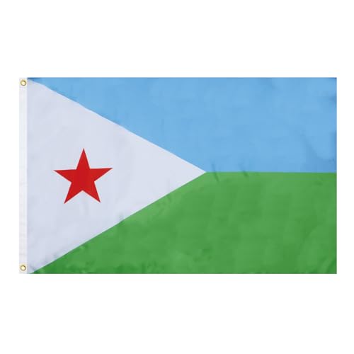 AZ FLAG - Drapeau Djibouti - 90x60 cm - Drapeau Djiboutien 100% Polyester Avec Oeillets Métalliques Intégrés - Pavillon 50 g