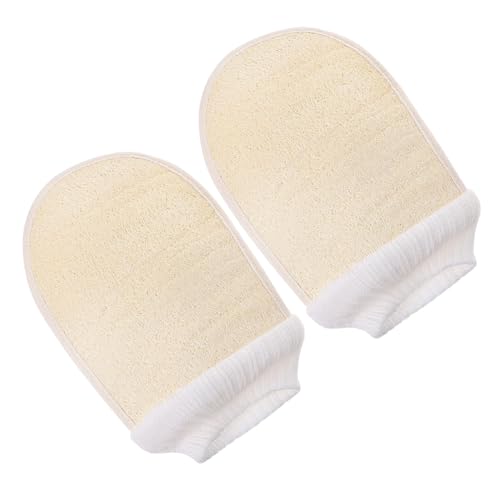 MOTHNUR 2 piezas Guantes Exfoliantes de Lufa para Baño Unidades Masaje Corporal Células Muertas Promueve Circulación Material Natural y Suave para