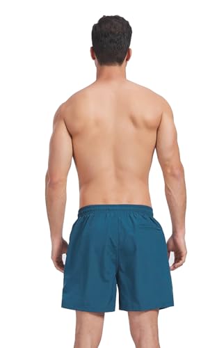 Ougelebo Badehose Herren Badeshorts Herren Kurz Männer Schnelltrocknend Kurze Schwimmhose Strandhose Swim Bade Shorts Man Pfauenblau L 3