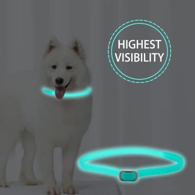 CrownPaws Adjustable Luminous Glow Dog Flea Collar, Waterproof Tick Protection Flea Collar for Dogs and Puppies, Lice and Tick Repellent Collar, 8 Months of Protection (Grey)