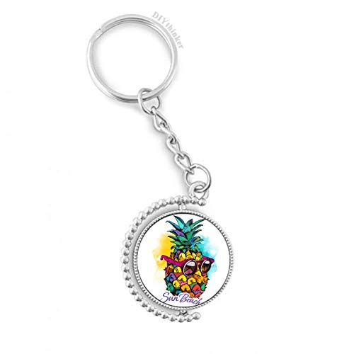 Porte-clés ananas tropical rotatif DIYthinker 3x9 cm pour clés et sacs