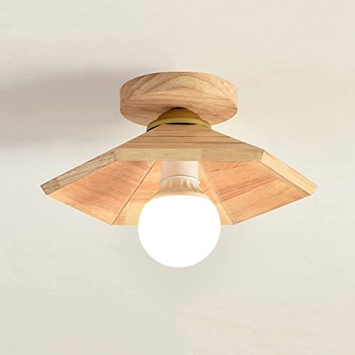 Plafonnier en bois noble semi-encastré au design épuré de haute qualité