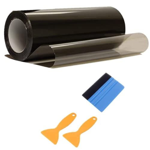 Guangyu Láminas para Faro, 30 * 300cm PVC Protector Film Autoadhesivo Vinilo Pegatina para Faros de Coche Negro/Amarillo (Negro)