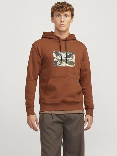 JACK & JONES Herren Kapuzenpullover Gedruckt, Brandy Brown,S – Ansicht 2
