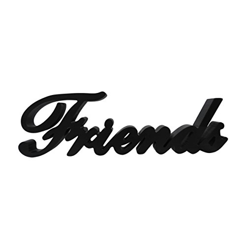 Panneau en bois noir Friends mot décoratif à poser sur meuble ou buffet d'entrée