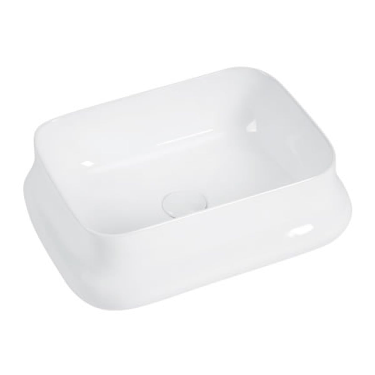 Evelyn Ceramic Rectangle Countertop Wash Basin – Gossy White Finish, 400x300x120mm, No Overflow, Modern & Durable Rust-Resistant Bathroom Sink for Home & Commercial Use