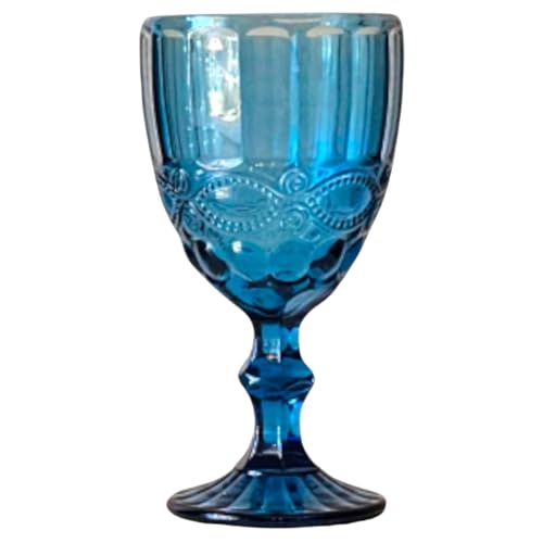 Ekilikua Home | Copa de Cristal 330 ml | Pack 6 Unidades | Set 6 Copas de Vino | Ideal para bodas, comuniones, celebraciones (Azul)