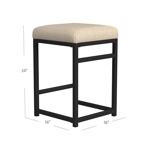 Image of HomePop Metal Frame Counter Stool, 24-Inch, Light Tan