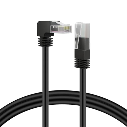 TNP Cat6 Ethernet Cable (Right Angle Up, 3 FT) RJ45 90 Degree Network Connector 500 MHz 10 Gigabit Gold Plated Patch Plug Wire LAN Cord for PS4 Fire-Stick Xbox One Smart TV Gaming & Computer