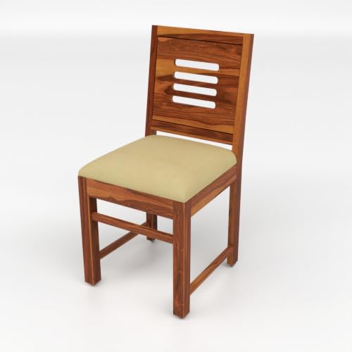 Image of Solid Sheesham Wood Dining Chair Set of 2 with Cushion | Wooden Dining Chairs for Living Room, Dining Room & Office | Comfortable Study Chair for Home & Office | Rosewood Finish