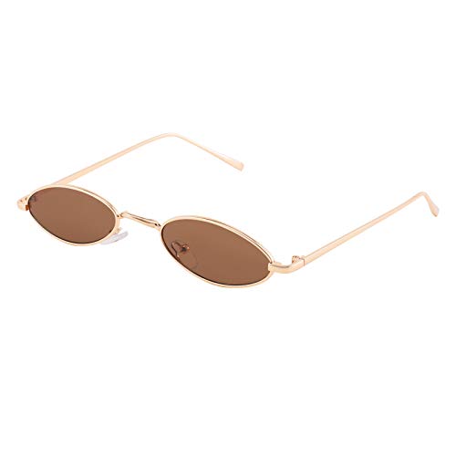 FEISEDY Vintage Small Sunglasses Oval Slender Metal Frame Candy Colors B22772
