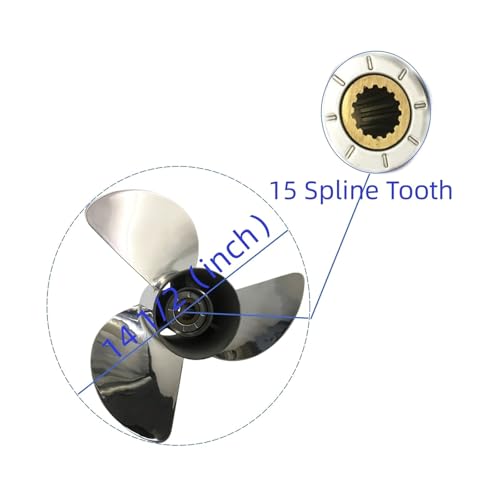 Image of Boat Parts Propeller 14 1 /2x15 for 40HP 70HP 100HP 125HP 140HP Steel 15 Splines 48-16312A46