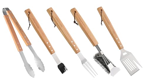 Set 5 Piezas Kit Parrillero Acero Inoxidable y Madera miniatura 2
