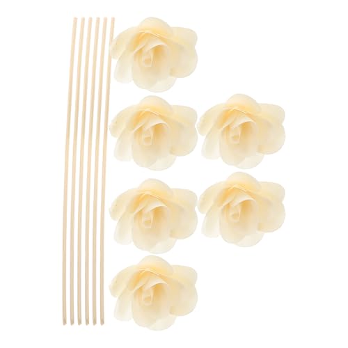 Levemolo 6 Piezas Varillas Difusoras de Ratán Ecológicas con Flores Artificiales para Ambientadores de Hogar Fragancia Aromaterapia Natural Accesorio Decorativo Beige para Oficina y SPA