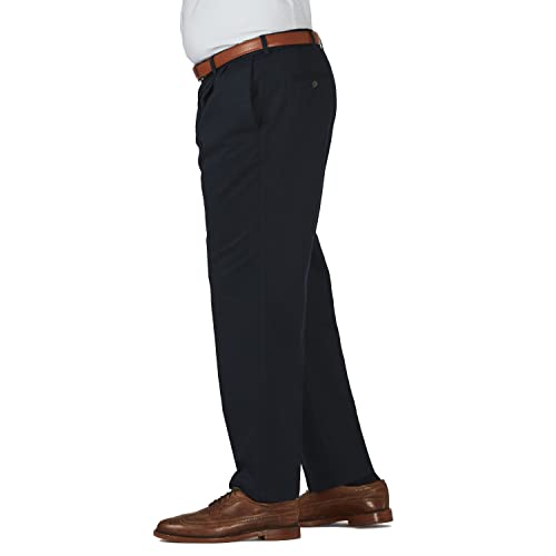 Haggar mens Work to Weekend No Iron Twill Pleat Front - Regular and Big & Tall Sizes casual pants, Dark Navy, 44W x 30L US3