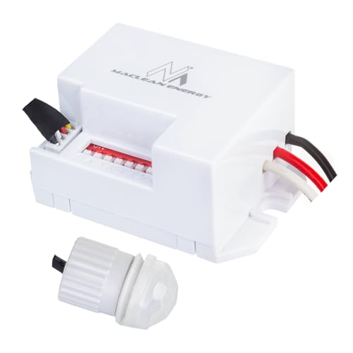 Maclean PIR-Bewegungsmelder mit externer Sonde 12-24V DC | 360° Erfassungswinkel Einstellbare Empfindlichkeit und Leuchtdauer | Kompatibel mit LED-Lampen Wand- und Deckenmontage IP20 | MCE32 V