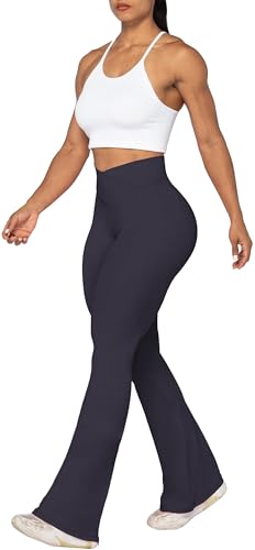 Image of Sunzel Flare Leggings, Crossover Yoga Pants with Tummy Control, High-Waisted and Wide Leg