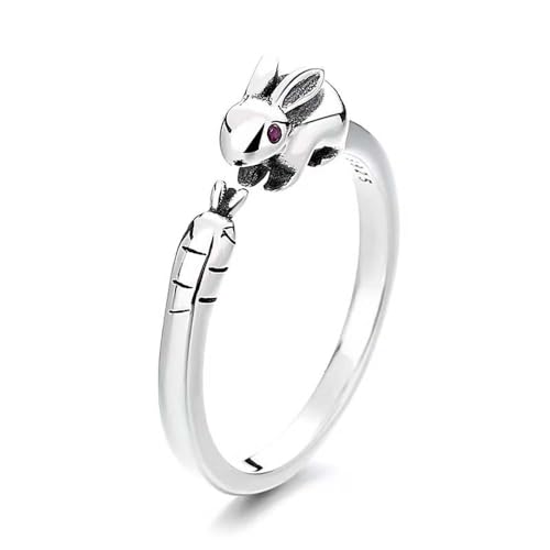 Lllunimon Sterling Argent Lapin Anneau Openning Anneau pour Femmes Filles Carotte Anneau Index Finger Anneau Wrap Anneau Anniversaire Anneau Bijoux Cadeaux