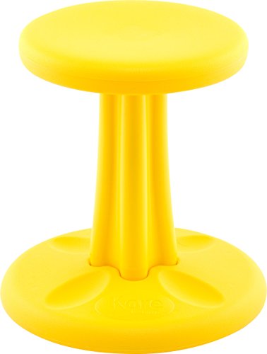 Image of Kore Kids Wobble Stool, Flexible Seating, Ages 6-7, 14in, Yellow | Wiggle chair for classroom and home boosts focus, improves posture, and provides an energy outlet; anti-tip base; Made in USA