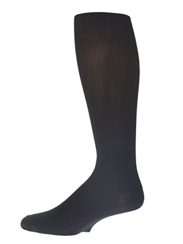 Sierra Socks Men's OTC Nylon Support Hose Compression Travel Socks Made in USA (L, Black)