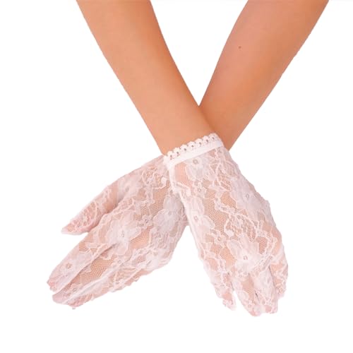 LIMELIA Handcrafted Bridal Wedding Gloves, Elegant Sheer Tulle Design for Women and Girls, Prom, Costume Party, Henna Night