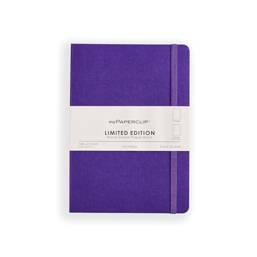 Image of myPAPERCLIP Limited Edition A5 Plain /Unruled Notebook | 192 Pages, 100 GSM, Soft Cover, A5 (5 .83 x 8.27 in) | Flat Lay Design | Bookmark, Elastic Closure | Amethyst
