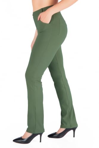 Image of Yogipace Women's Straight Leg Yoga Dress Pants for Work, 27 inch-37 inch Inseams