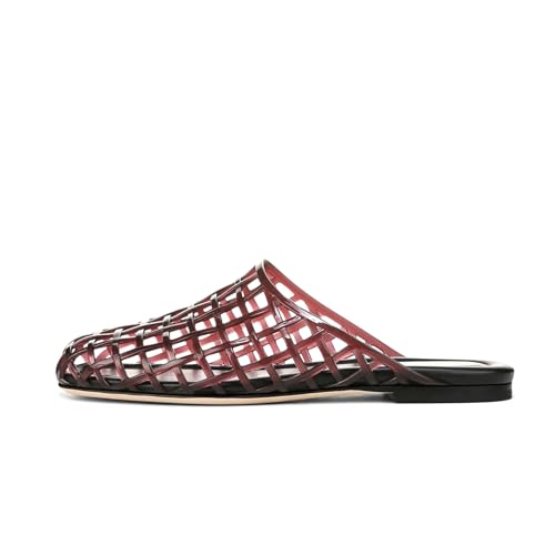 Caradise Jelly Shoes for Women Slip On Clear Mesh Flat Slides Closed Toe Jelly Sandals Mules Summer Slippers Chocolate Size 8