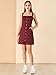 Allegra K Women's Classic Overall Dresses Adjustable Strap Pinafore Denim Jean Dress Small Wine Red