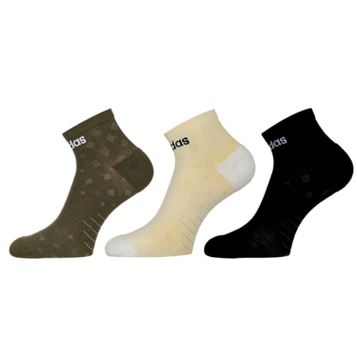 Image of adidas Heel & Toe Terry Men's Ankle Length Cut Cotton Socks - 3 Pairs (6N) (Ad-0965) Olive Strata /White /Black
