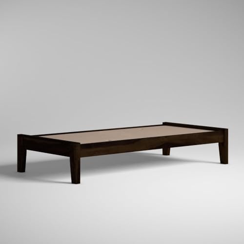 Image of Sheesham Wood Single Size Bed Without Storage Solid Wood Cot Palang Wooden Bed for Bedroom Home Living Room (Walnut) (188x97x38cm)(Suggested Matters Size 72x36inch)